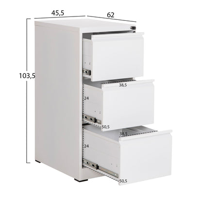 OFFICE FILING CABINET (3) SIDER HM6636.02 WHITE METAL 45.5x62x103.5Hcm.