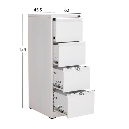 OFFICE FILING CABINET (4) SIDER HM6637.02 WHITE METAL 45.5x62x134Hcm.