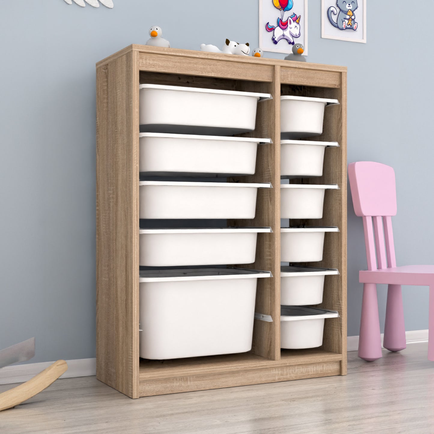 CHEST OF DRAWERS SANI HM18200.03 MELAMINE IN SONAMA-WHITE P.E. DRAWERS 69x29,6x91,8Hcm.