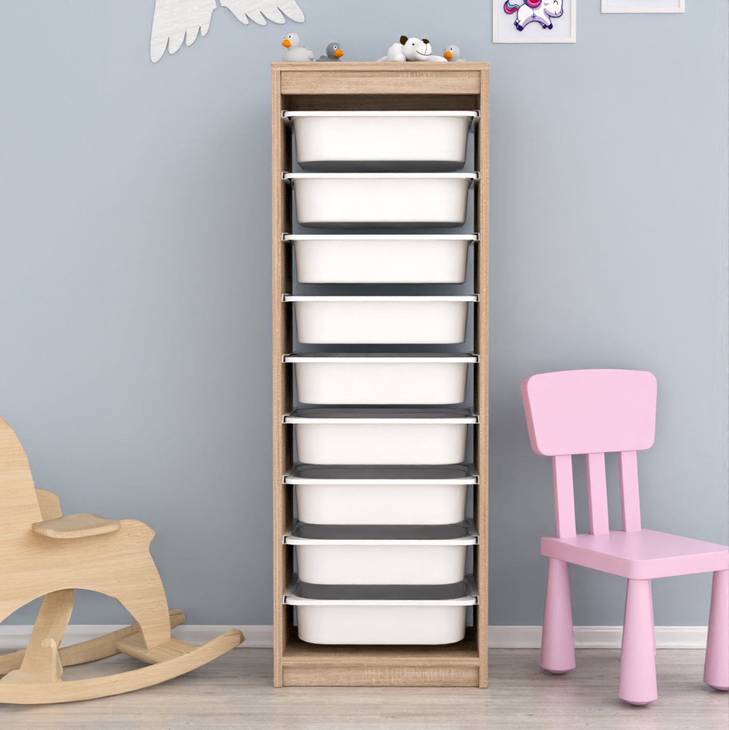 CHEST OF DRAWERS SANI HM18203.03 MELAMINE IN SONAMA-9 WHITE P.E. DRAWERS 45,5x29,6x125Hcm.