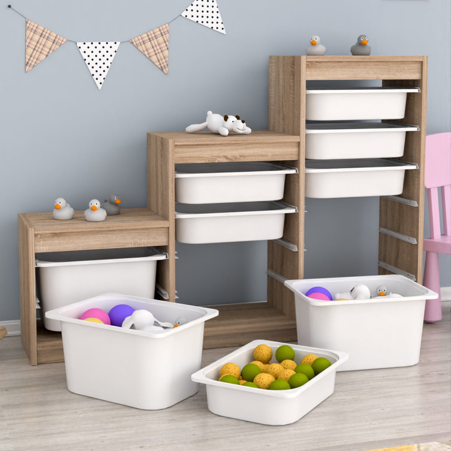 CHEST OF DRAWERS SANI HM18206.03 MELAMINE IN SONAMA-WHITE P.E. DRAWERS 132,3x29,6x93H cm.