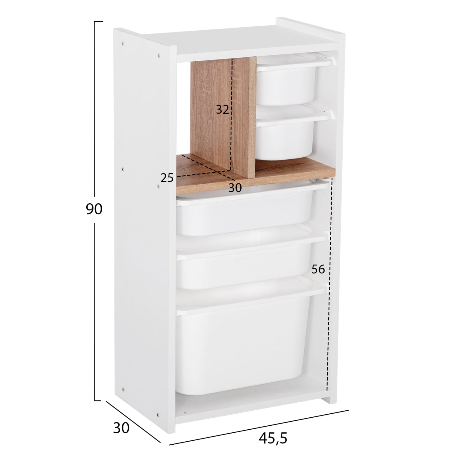 CHEST OF DRAWERS SANI HM18209.01 MELAMINE IN WHITE-SONOMA & WHITE P.E. DRAWERS 45.5x30x90Hcm.