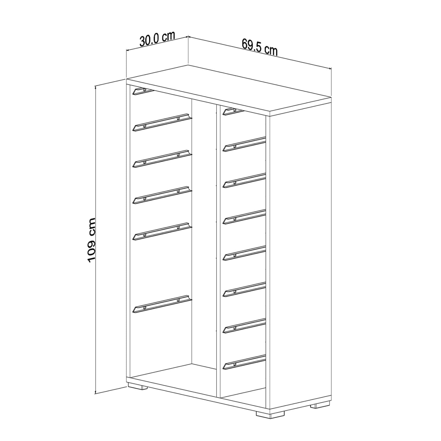 CHEST OF DRAWERS SANI HM18211.01 MELAMINE IN WHITE-14 WHITE P.E. DRAWERS 69,5x30x109Hcm.