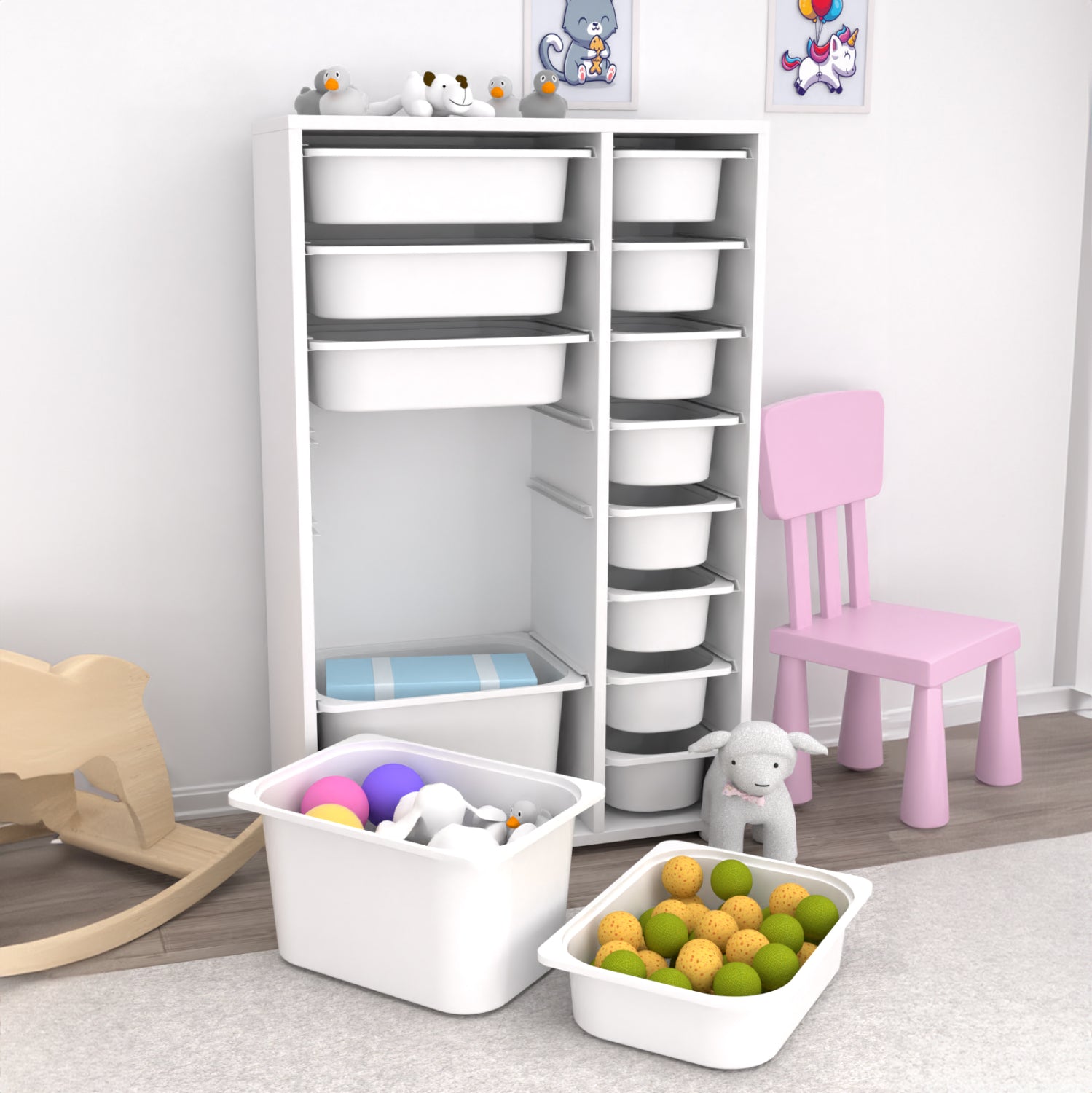 CHEST OF DRAWERS SANI HM18211.01 MELAMINE IN WHITE-14 WHITE P.E. DRAWERS 69,5x30x109Hcm.