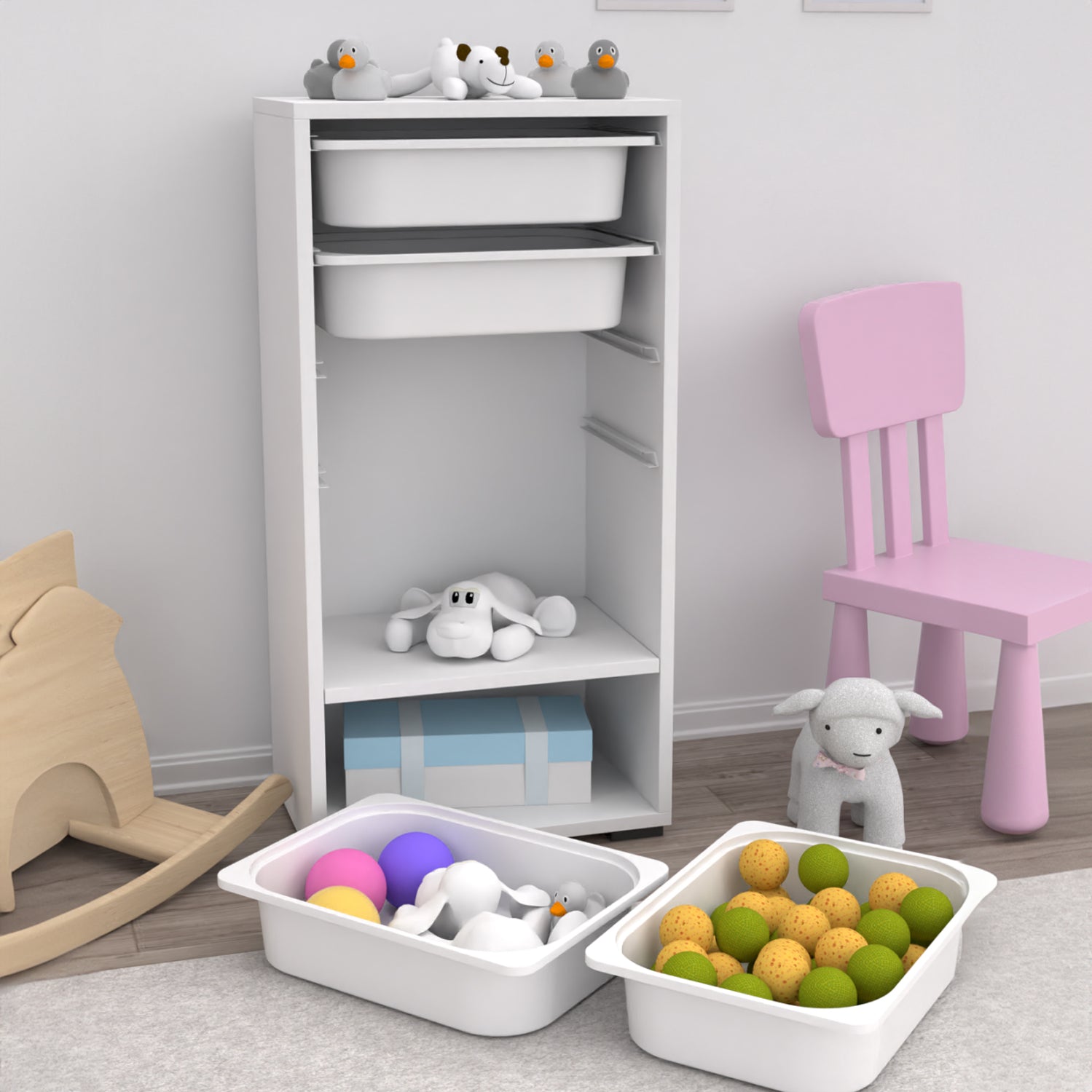 CHEST OF DRAWERS SANI HM18217.01 MELAMINE IN WHITE-4 WHITE DRAWERS-SHELF 45x30x90Hcm.