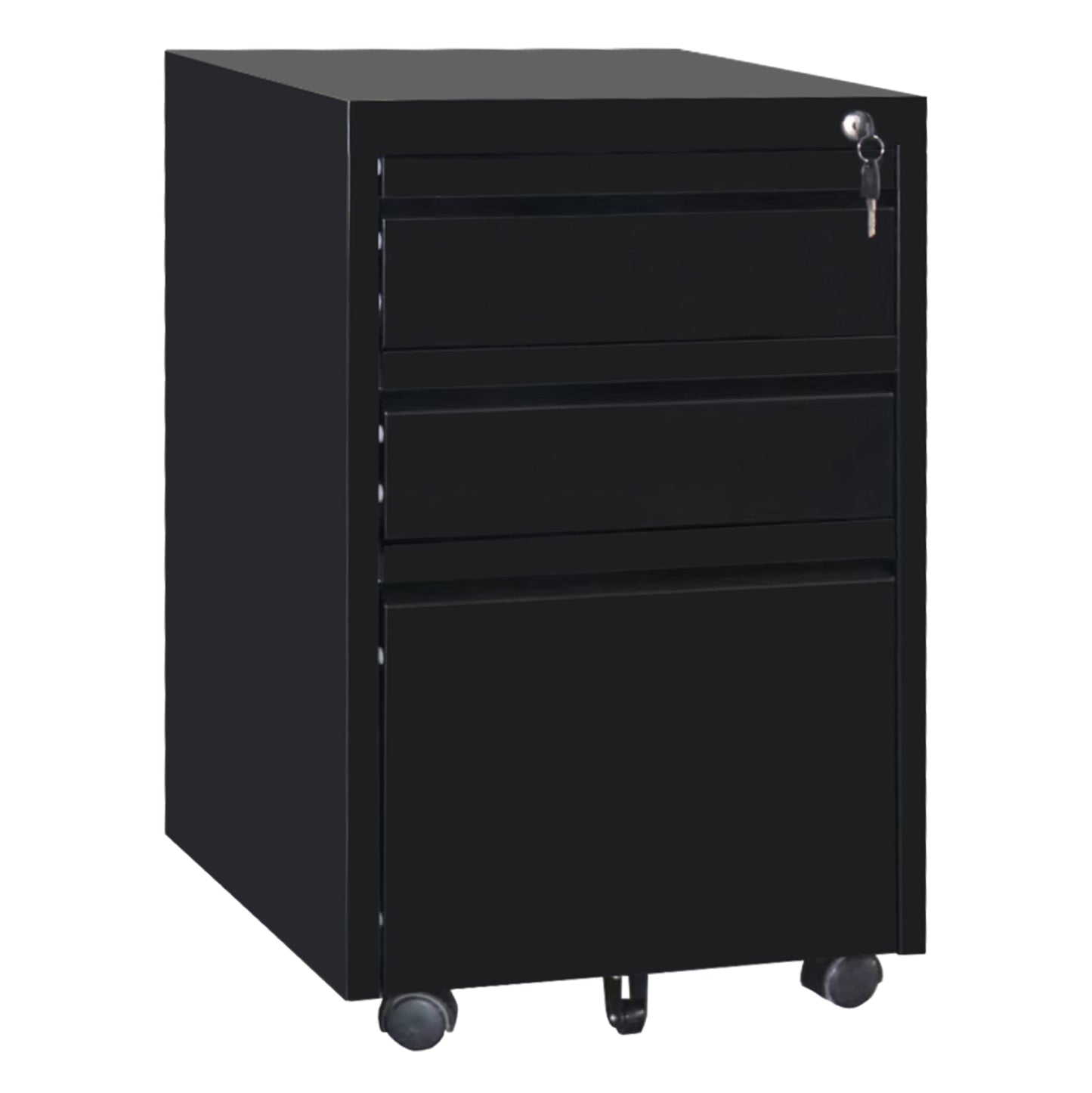 OFFICE CHEST OF DRAWERS SIDER HM6635.01 METAL IN BLACK--3 DRAWERS WITH LOCK 39x50x60Hcm.