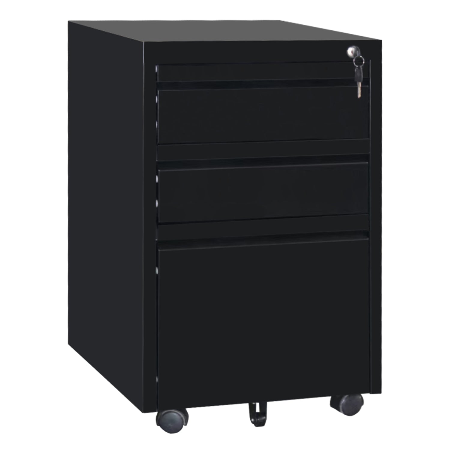 OFFICE CHEST OF DRAWERS SIDER HM6635.01 METAL IN BLACK--3 DRAWERS WITH LOCK 39x50x60Hcm.