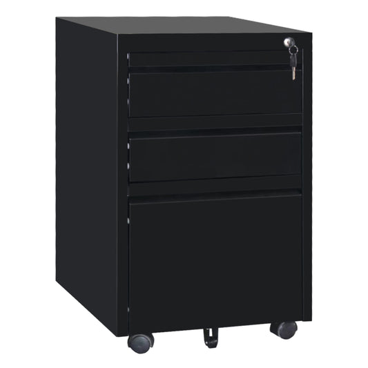 OFFICE CHEST OF DRAWERS SIDER HM6635.01 METAL IN BLACK--3 DRAWERS WITH LOCK 39x50x60Hcm.