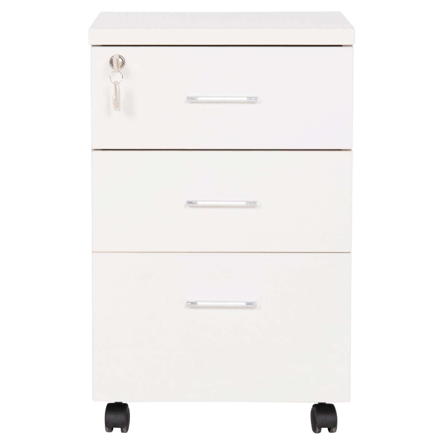 OFFICE DRAWERS WITH KEY LOCK VANCE HM2159 WHITE MELAMINE--WHEELS 39x40x60Hcm.
