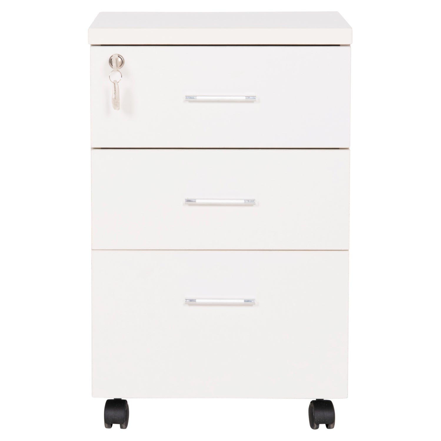 OFFICE DRAWERS WITH KEY LOCK VANCE HM2159 WHITE MELAMINE--WHEELS 39x40x60Hcm.
