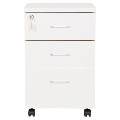 OFFICE DRAWERS WITH KEY LOCK VANCE HM2159 WHITE MELAMINE--WHEELS 39x40x60Hcm.