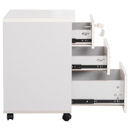 OFFICE DRAWERS WITH KEY LOCK VANCE HM2159 WHITE MELAMINE--WHEELS 39x40x60Hcm.