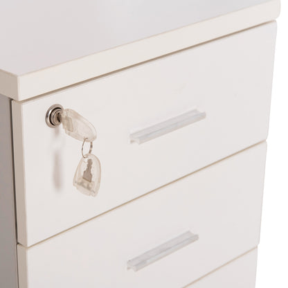 OFFICE DRAWERS WITH KEY LOCK VANCE HM2159 WHITE MELAMINE--WHEELS 39x40x60Hcm.
