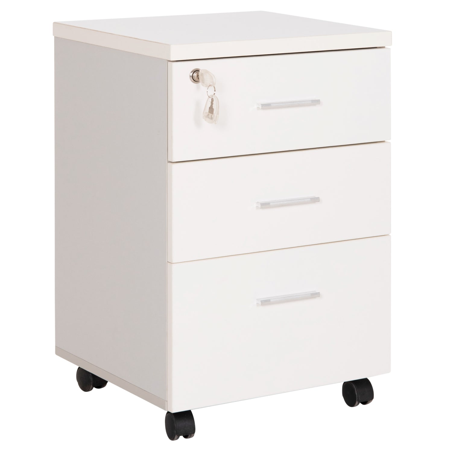 OFFICE DRAWERS WITH KEY LOCK VANCE HM2159 WHITE MELAMINE--WHEELS 39x40x60Hcm.