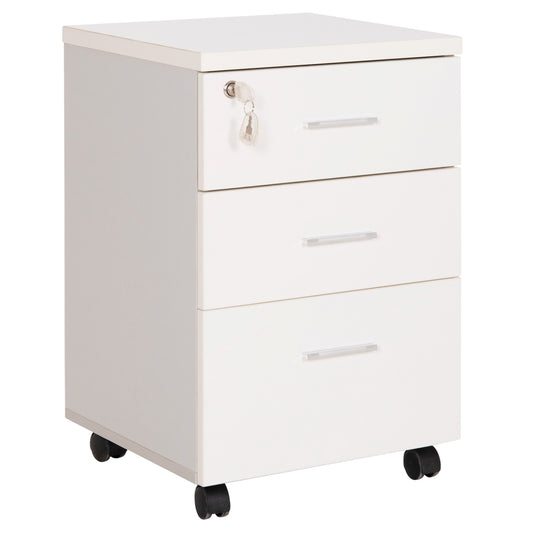 OFFICE DRAWERS WITH KEY LOCK VANCE HM2159 WHITE MELAMINE--WHEELS 39x40x60Hcm.