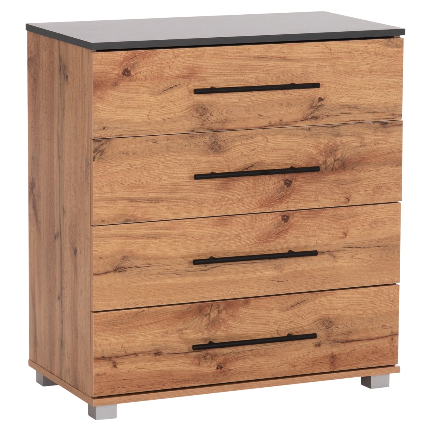 CHEST OF (4) DRAWERS CARYS HM745.12 MELAMINE IN NATURAL/GREY 75x40x83Hcm.
