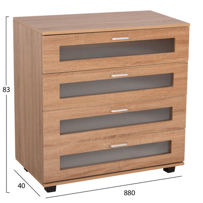 CHEST OF DRAWERS THORGAN HM9880.01 MELAMINE IN SONAMA-4 DRAWERS 80Χ40Χ83Hcm.