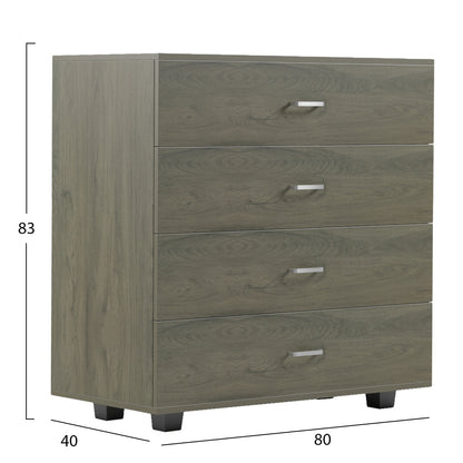 CHEST OF DRAWERS THORG HM8996.05 4-DRAWER MELAMINE IN DARK OLIVE 80x40x83Hcm.