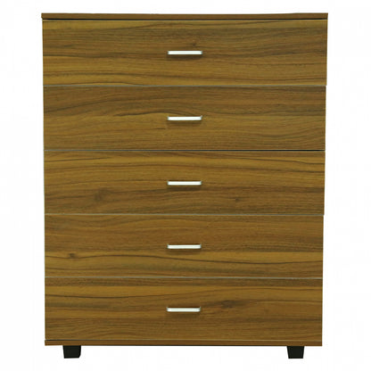 MELAMINE DRESSER THORG HM8995.02 WITH 5 WALNUT-COLORED DRAWERS 80Χ40Χ100H cm.