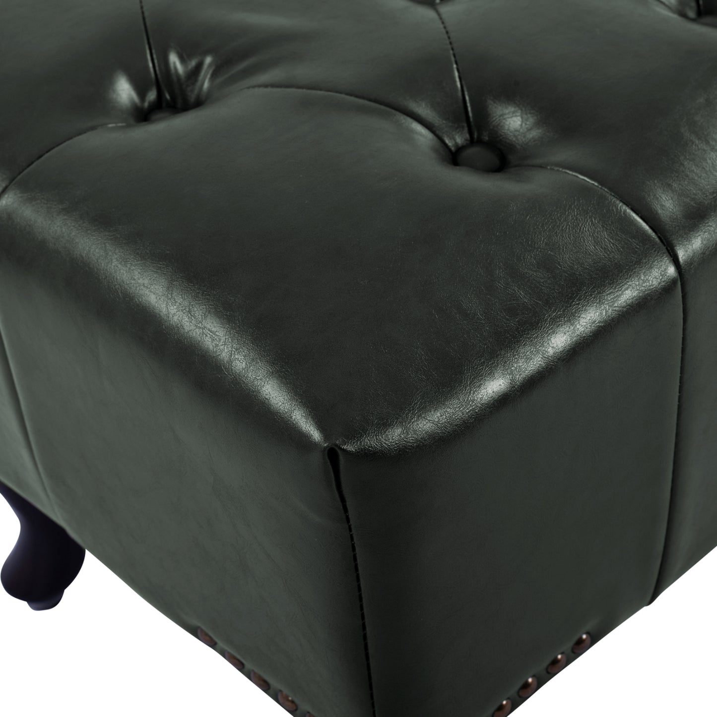PIANO STOOL T.CHESTERFIELD EMMA HM226.08 PU CYPRESS GREEN-BLACK LEGS 80x45x39Hcm