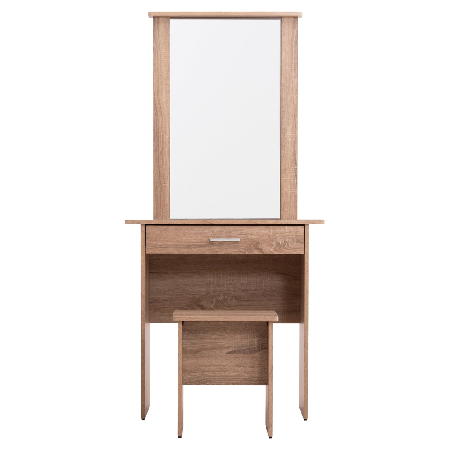 DRESSING TABLE WITH MIRROR & STOOL CRYSTEL HM9938.11 MELAMINE IN SONAMA OAK 74x39x155Hcm.