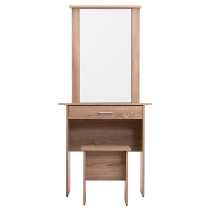 DRESSING TABLE WITH MIRROR & STOOL CRYSTEL HM9938.11 MELAMINE IN SONAMA OAK 74x39x155Hcm.
