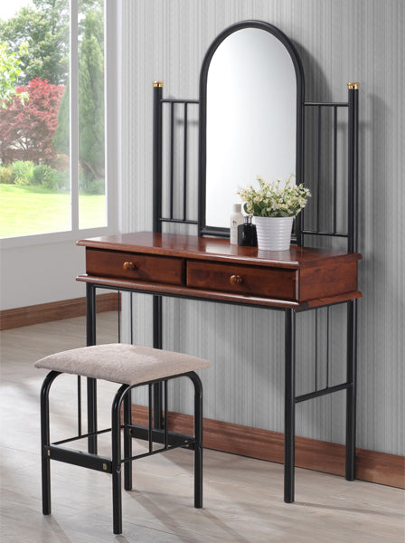 Dressin Table REVEN HM308 With stool and mirror metal & RUBBERWOOD 33x90x148Ηcm