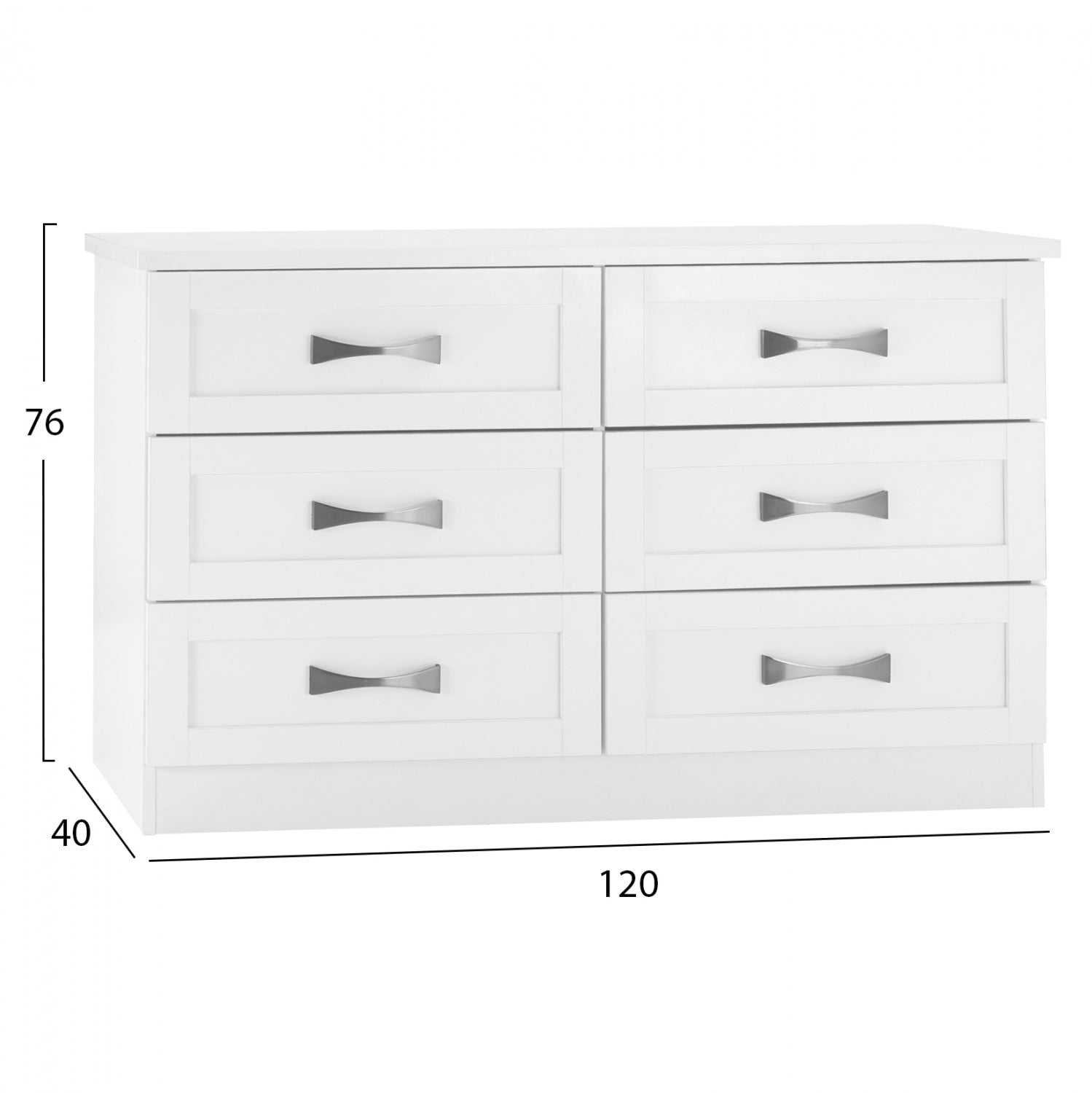 WHITE DRESSER HM317.05 WITH 6 DRAWERS 120X40X76Hcm.