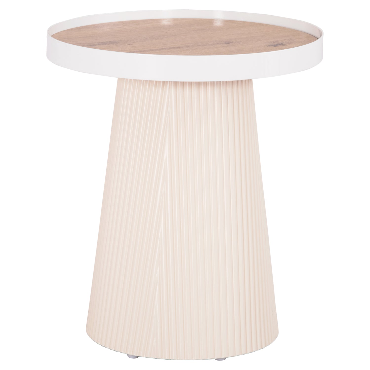 SIDE TABLE DENTON HM18023.02 MDF TOP IN NATURAL WOOD COLOR-WHITE BASE Φ45x51,5Hcm.