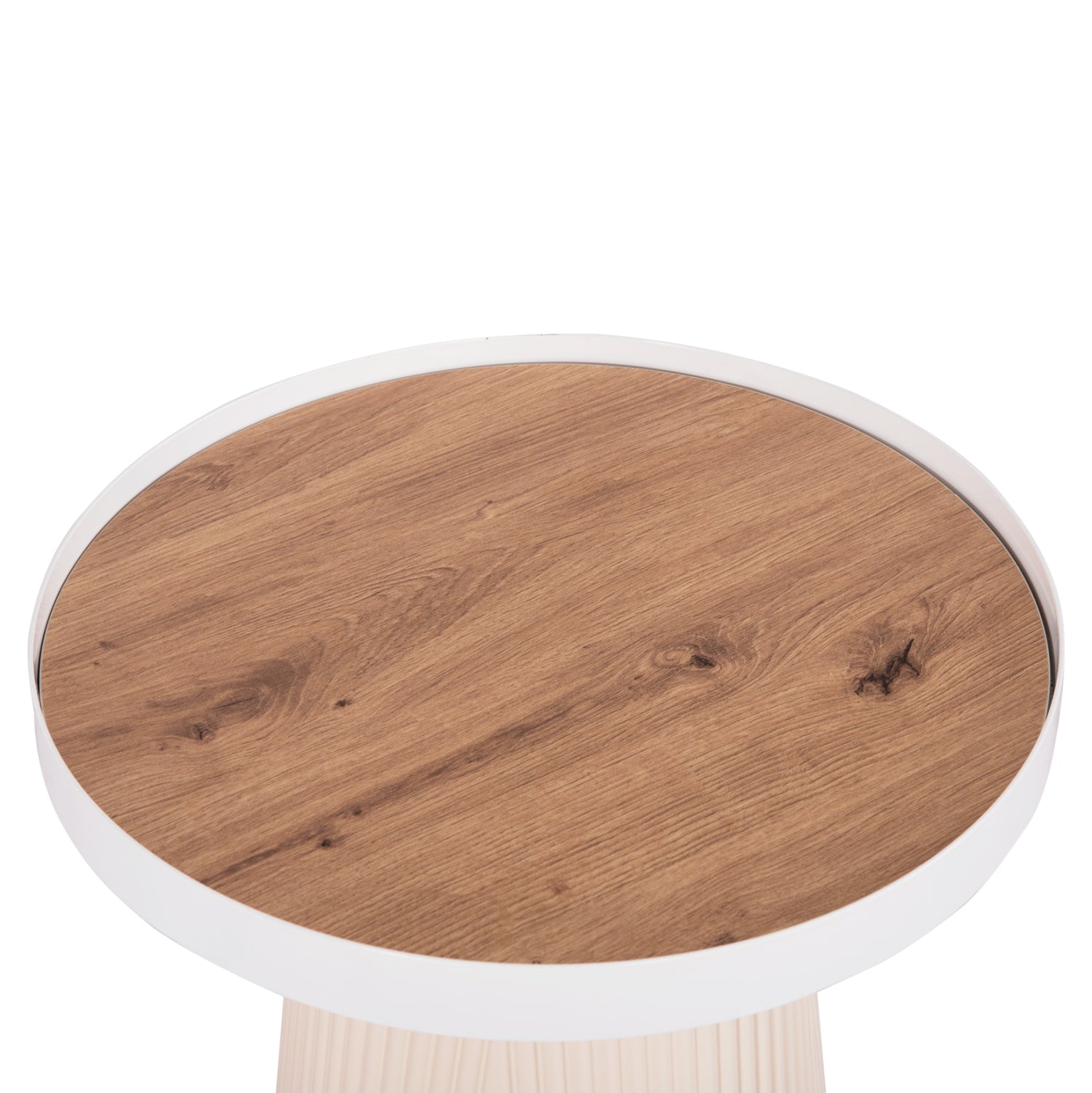 SIDE TABLE DENTON HM18023.02 MDF TOP IN NATURAL WOOD COLOR-WHITE BASE Φ45x51,5Hcm.