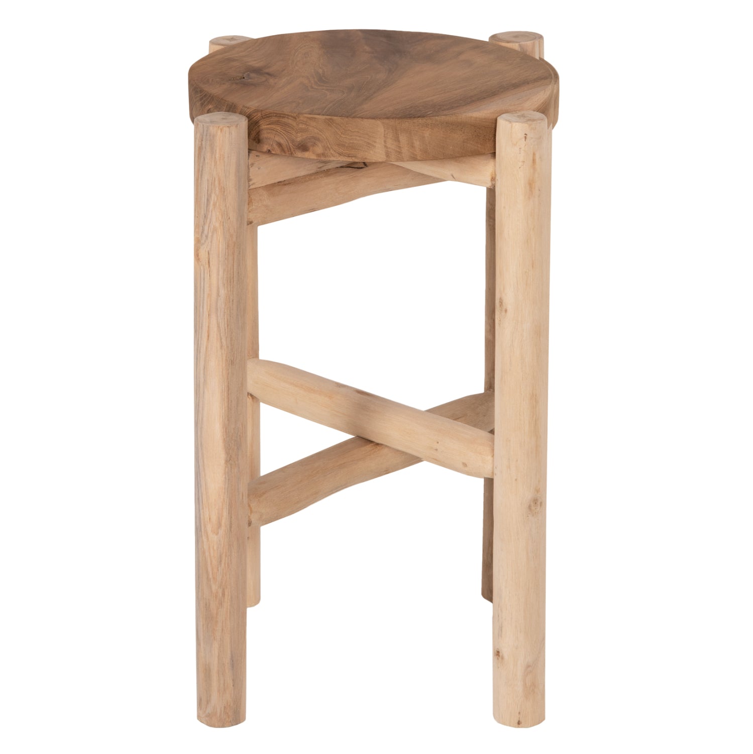 SIDE TABLE/PEDESTAL HOVER HM7900 TEAK WOOD IN NATURAL COLOR Φ30x50Hcm.
