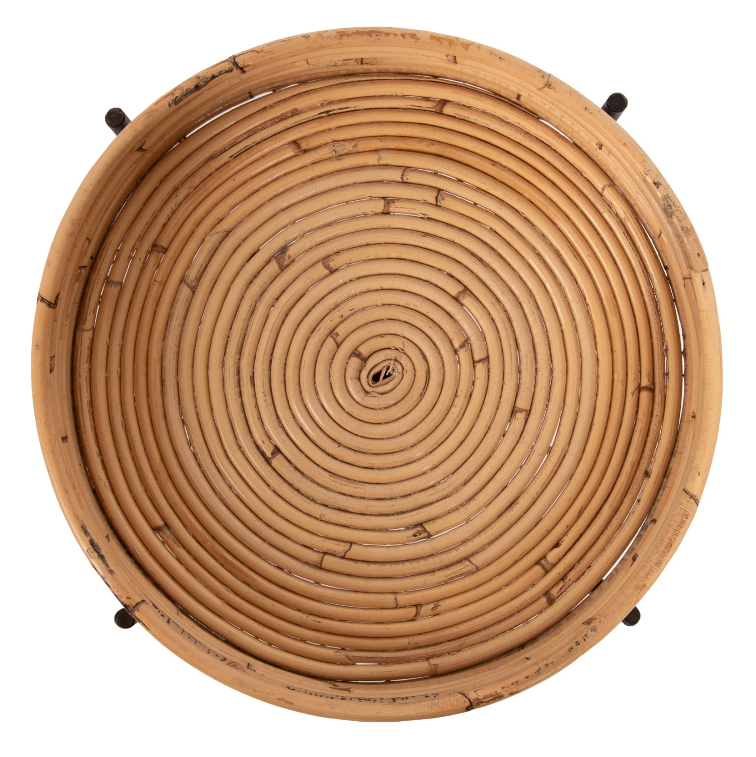 ROUND SIDE TABLE FLY HM7906 RATTAN IN NATURAL COLOR-BLACK METAL BASE Φ40x53Hcm.