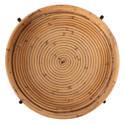 ROUND SIDE TABLE FLY HM7906 RATTAN IN NATURAL COLOR-BLACK METAL BASE Φ40x53Hcm.