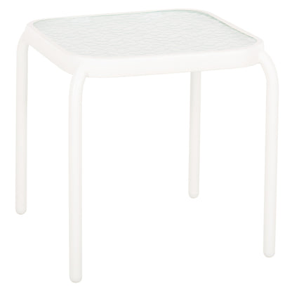 OUTDOOR SIDE TABLE SQUARE DIDO HM5975.02 METAL IN WHITE-GLASS 40x40x40Hcm.