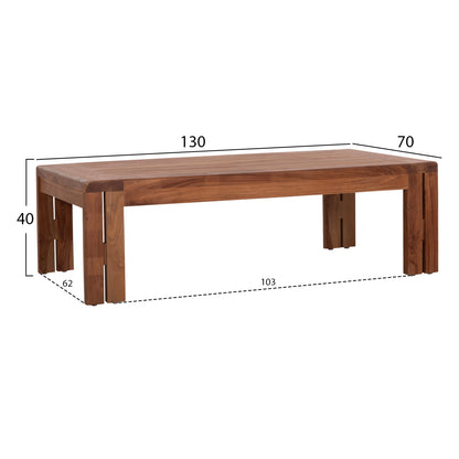 OUTDOOR RECTANGULAR COFFEE TABLE SERIES KIOTO HM6384 TEAK WOOD IN NATURAL 130x70x40Hcm.