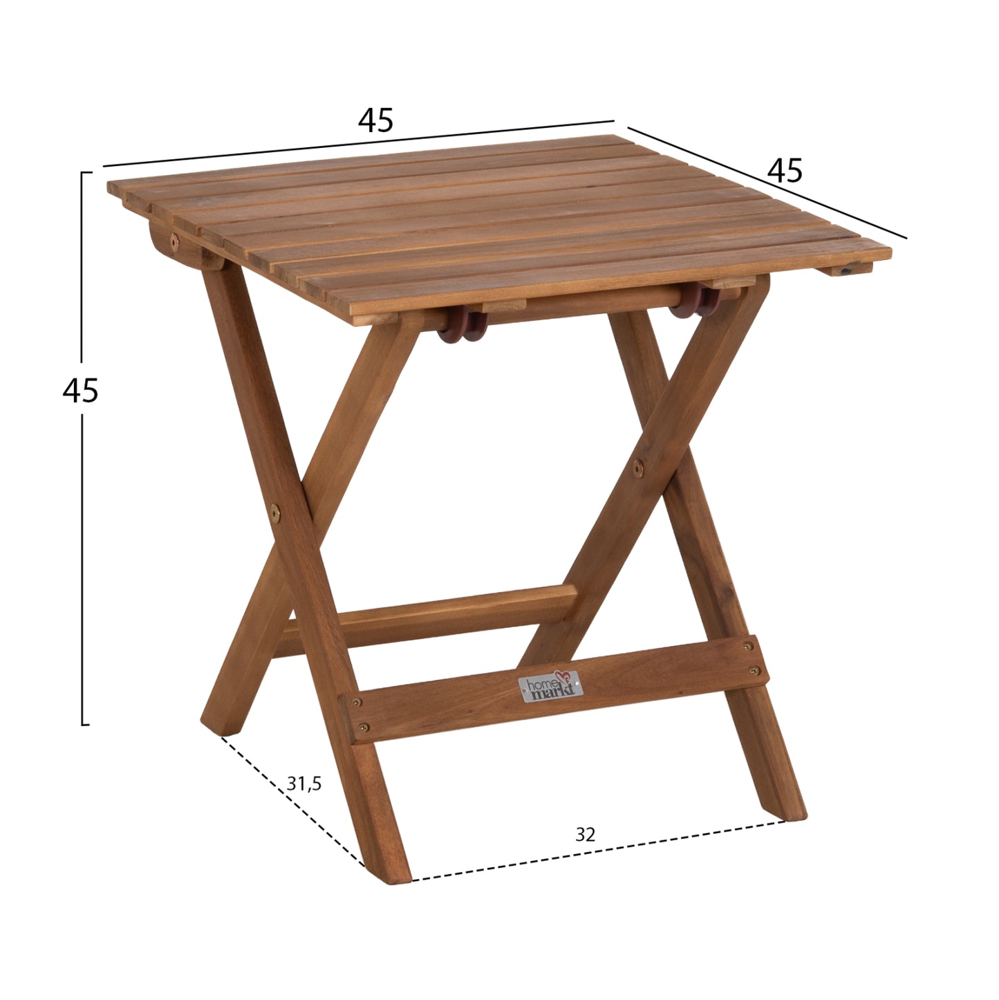 BEACH SIDE TABLE FOLDABLE ENDO HM6529 ACACIA WOOD--NATURAL COLOR 45x45x45Hcm.