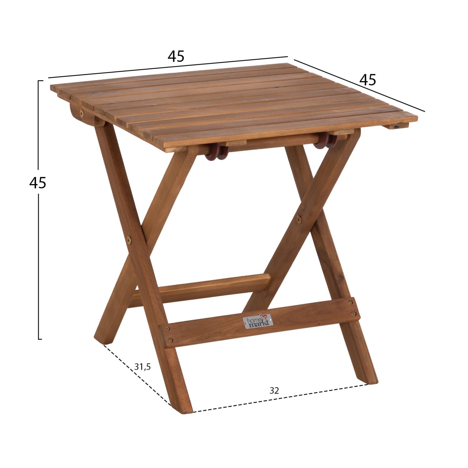 BEACH SIDE TABLE FOLDABLE ENDO HM6529 ACACIA WOOD--NATURAL COLOR 45x45x45Hcm.