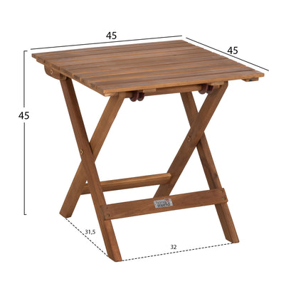 BEACH SIDE TABLE FOLDABLE ENDO HM6529 ACACIA WOOD--NATURAL COLOR 45x45x45Hcm.