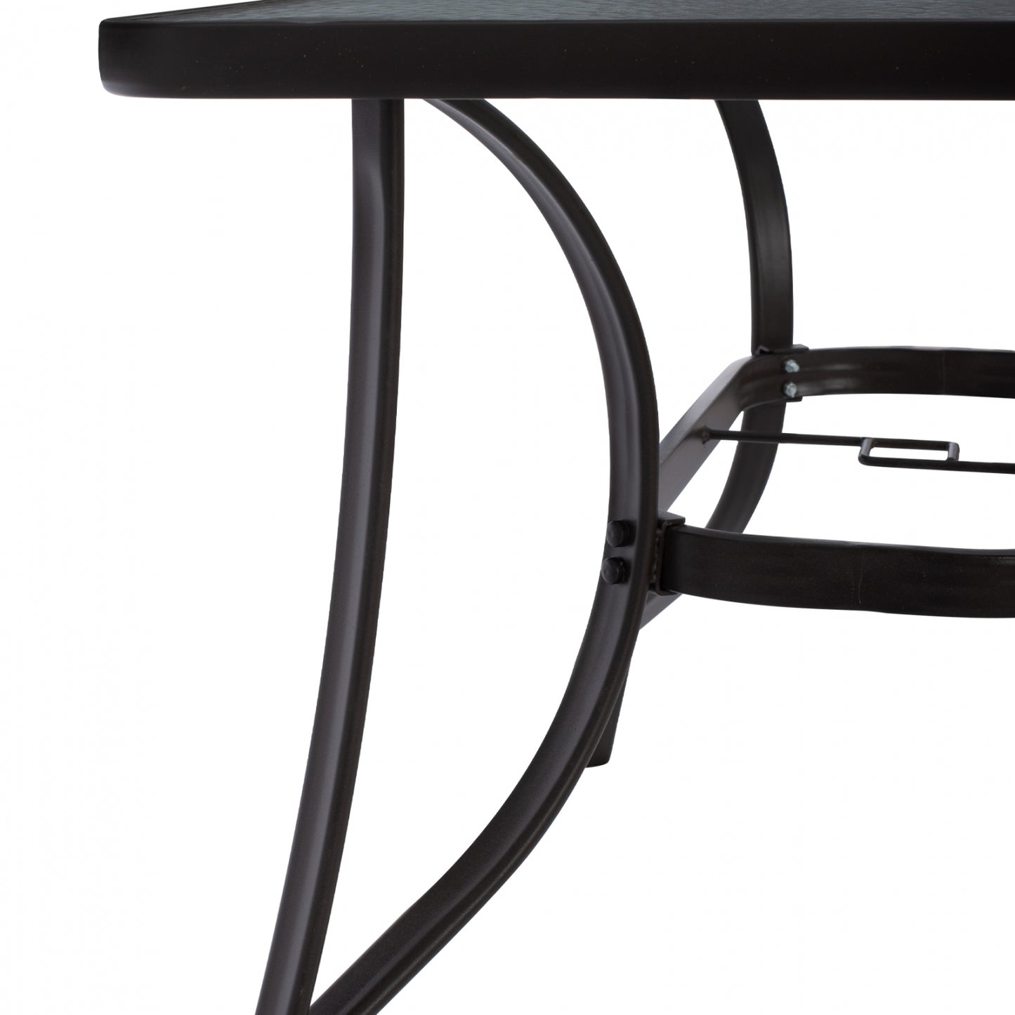 OUTDOOR TABLE BROWN METAL GLASS TOP WITH UMBRELLA HOLE 120Χ70Χ72Hcm.HM5021.12