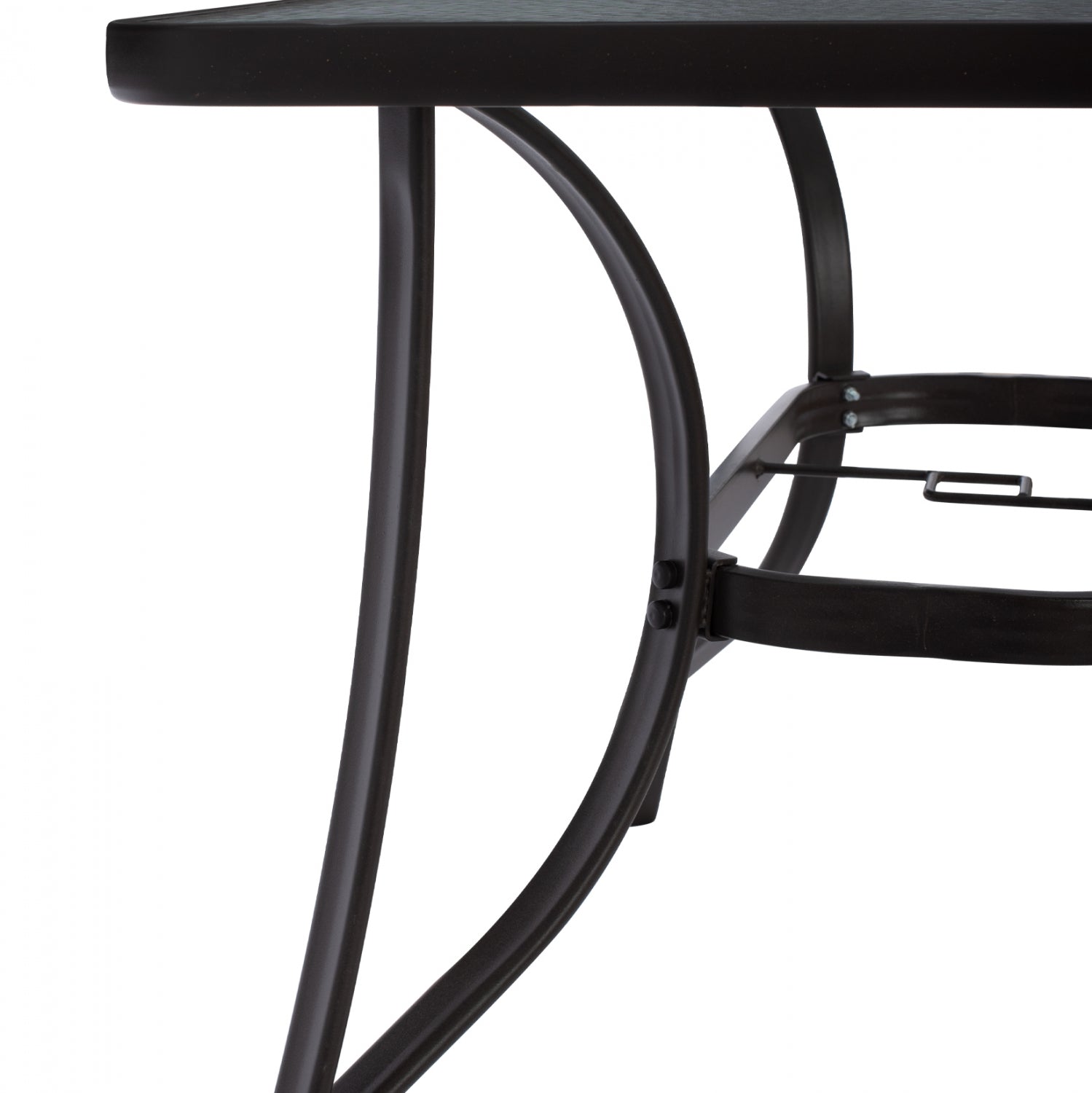 OUTDOOR TABLE BROWN METAL GLASS TOP WITH UMBRELLA HOLE 120Χ70Χ72Hcm.HM5021.12