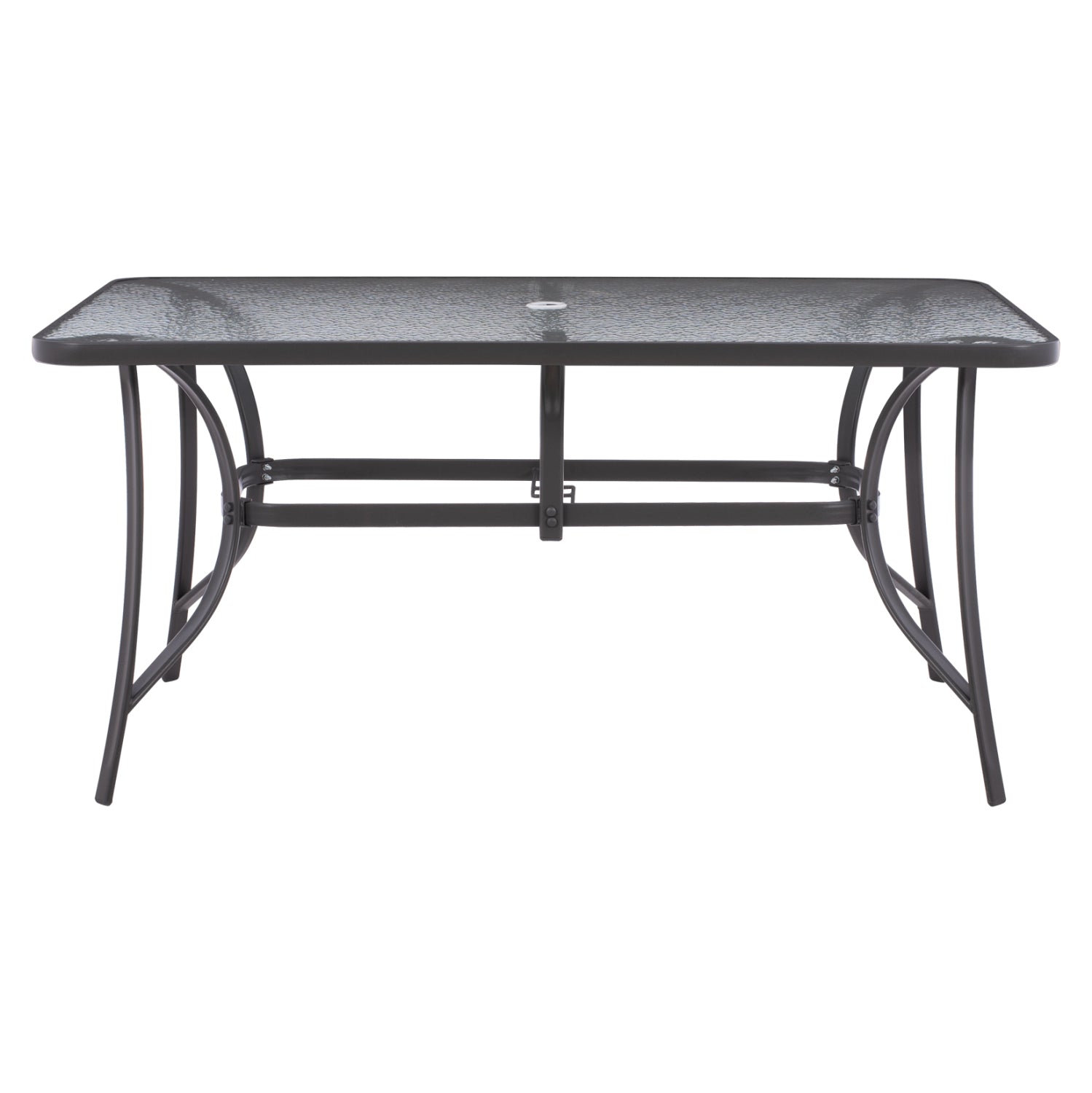 TABLE 150X90Χ75cm. METALLIC RECTANGULAR GRAY WITH UMBRELLA HOLE D38cm HM5145.11