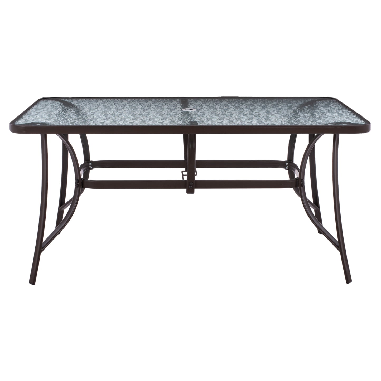 TABLE 150X90Χ75cm. METALLIC RECTANGULAR IN BROWN WITH UMBRELLA HOLE D38cm HM5145.12