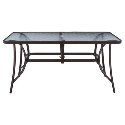 TABLE 150X90Χ75cm. METALLIC RECTANGULAR IN BROWN WITH UMBRELLA HOLE D38cm HM5145.12