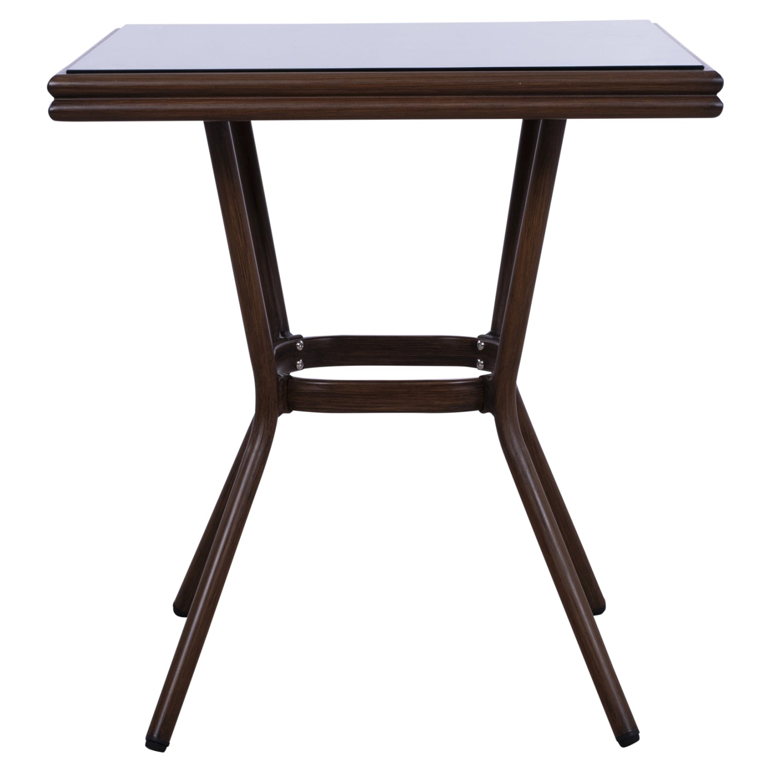 Aluminum Table 70X70X76H Bamboo Look HM5568.03 Brown with Glass