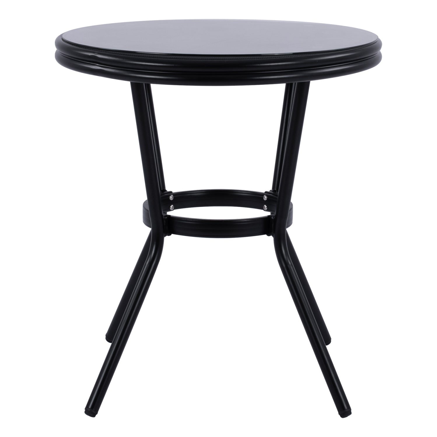 Aluminum Table '70cm Bamboo Look HM5532.02 Black with Glass Φ70X76 cm