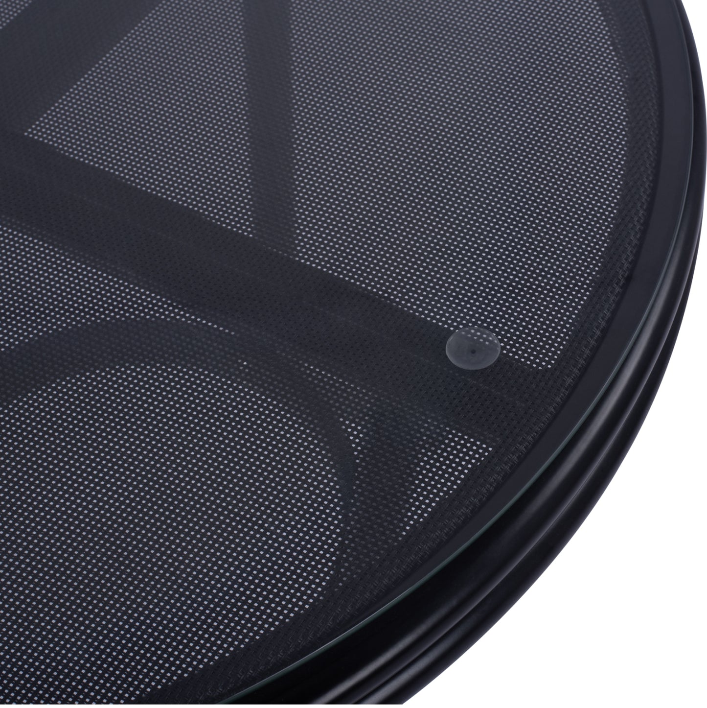 Aluminum Table '70cm Bamboo Look HM5532.02 Black with Glass Φ70X76 cm