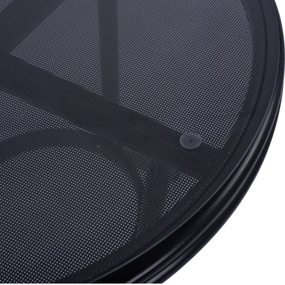 Aluminum Table '70cm Bamboo Look HM5532.02 Black with Glass Φ70X76 cm