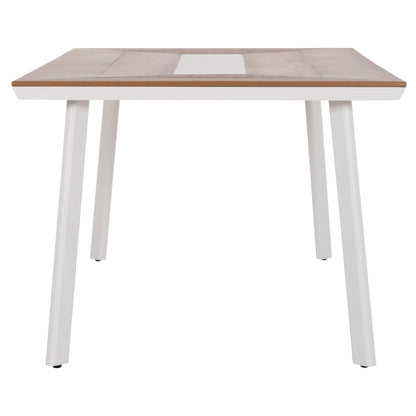 ALUMINUM DINING TABLE TABER HM5131.11 WHITE COLOR WITH POLYWOOD TOP 200x100x75Hcm.