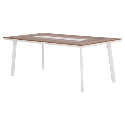 ALUMINUM DINING TABLE TABER HM5131.11 WHITE COLOR WITH POLYWOOD TOP 200x100x75Hcm.