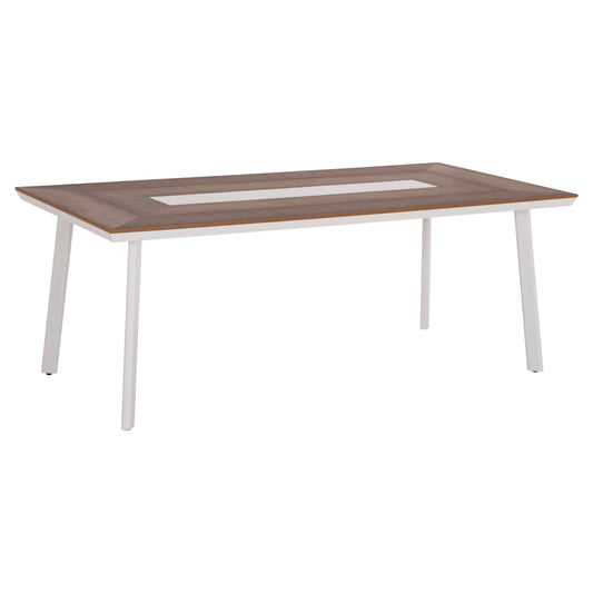 ALUMINUM DINING TABLE TABER HM5131.11 WHITE COLOR WITH POLYWOOD TOP 200x100x75Hcm.